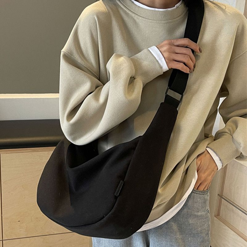 

Men s Trendy College Student Class Ins Korean Style Canvas Bag Black