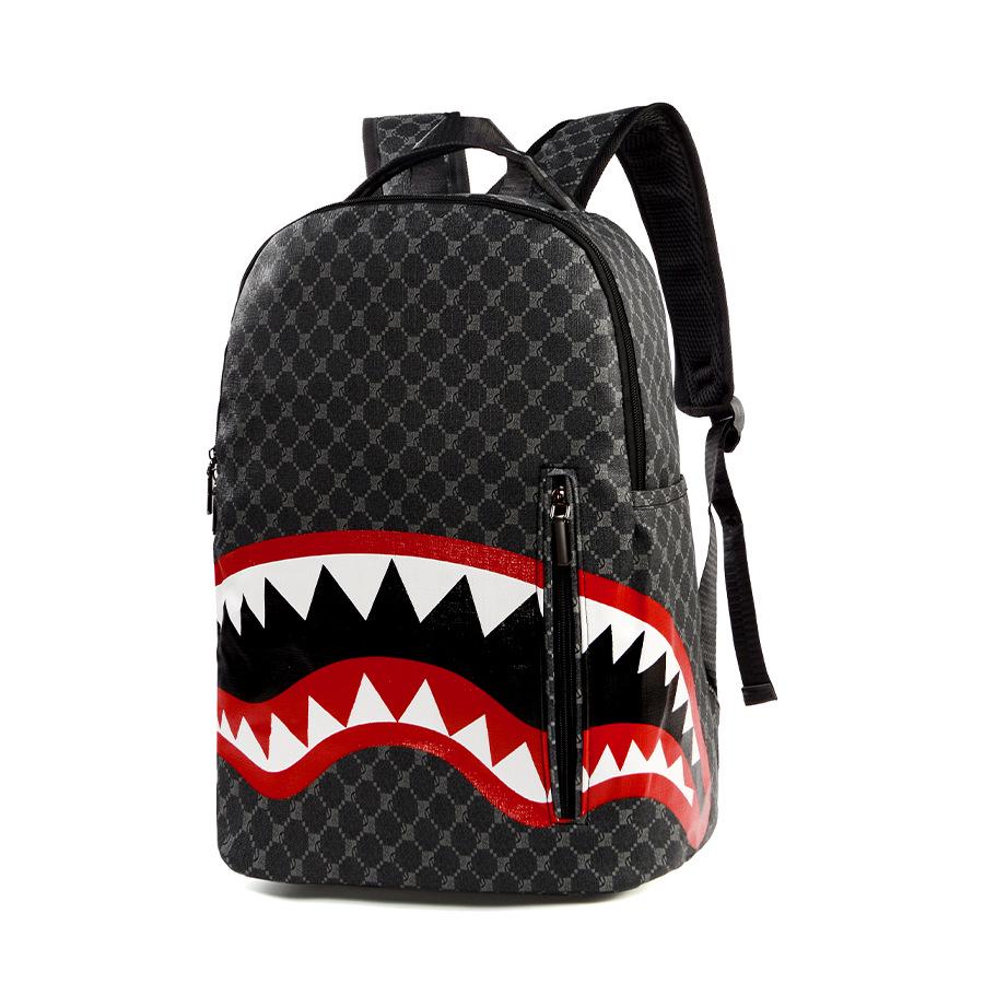 Large Capacity Shark Pattern Crossbody Backpack for Travel and School