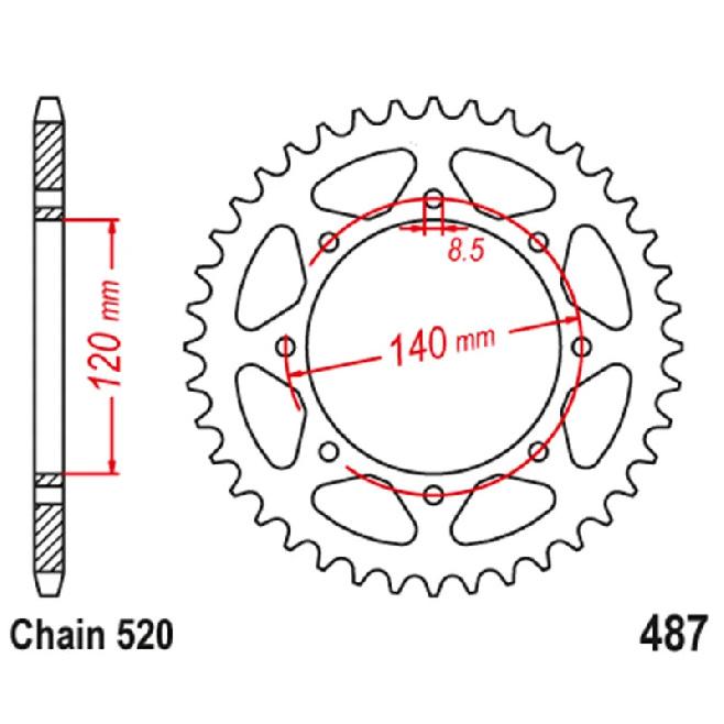 520 Motorcycle Rear Sprocket For Kawasaki W800 EJ800 -2024 BJ Estrella 250 1995-2000 KL650 KLR650 1987-2025 KLX650 KLX650R