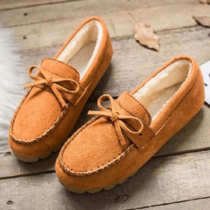 Fur moccasins, new winter daily fur shoes, loafers Black 235