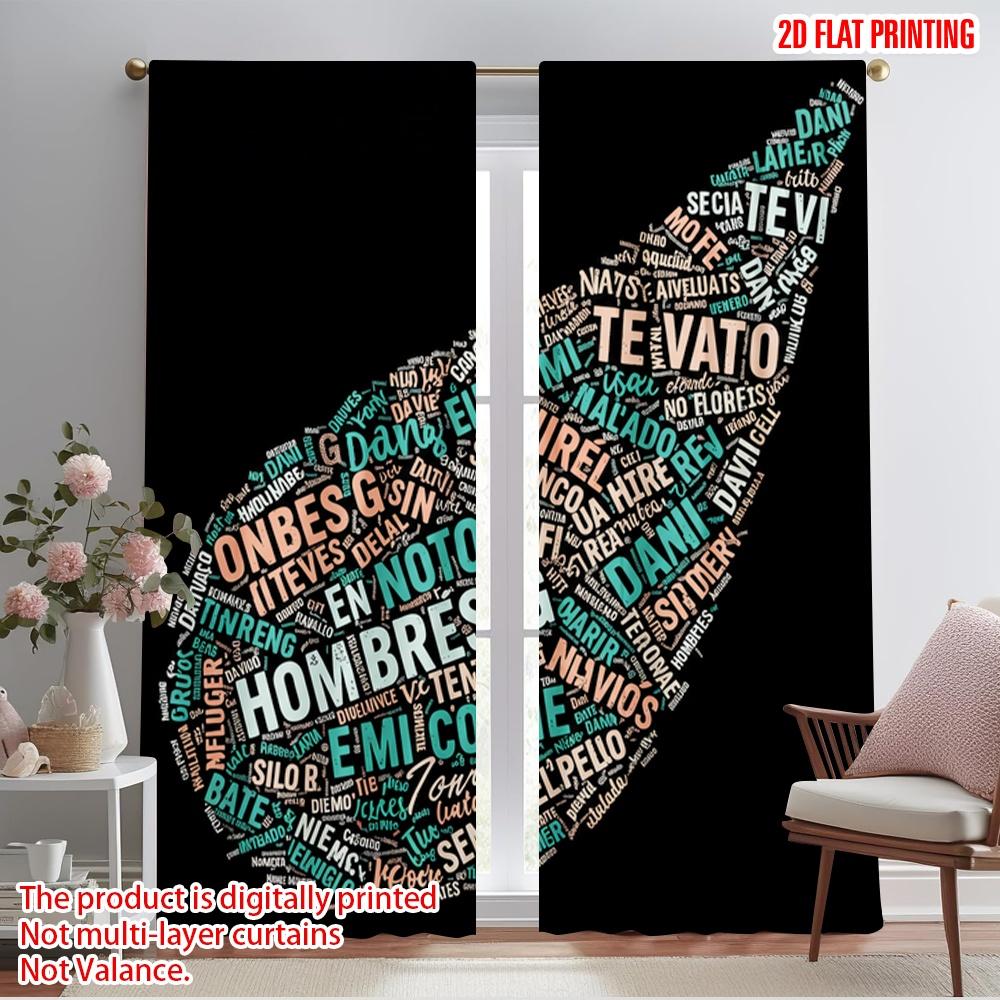 

2pcs 2D flat printing Drapes HOMBRES G song lyrics Polyester Without Electricity Festive Wall Decor Use for Multipurpose Event 52.50×116.00 CM 2pcs