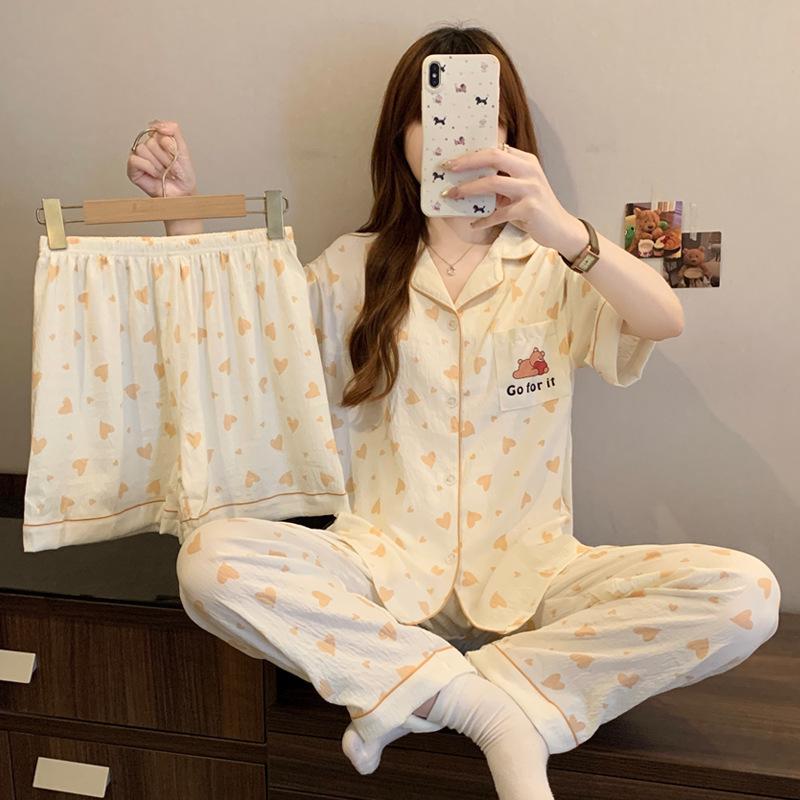 Cloud Cotton Cartoon Pony Pajamas: Women's 2026 Summer Three-Piece Set, Short Sleeve, Fun & Cute Homewear