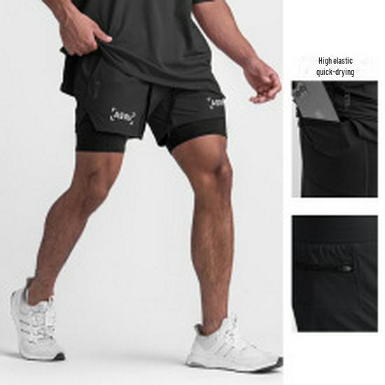 Men's Quick-Dry Sports Shorts with Invisible Zipper Pockets for Track and Field