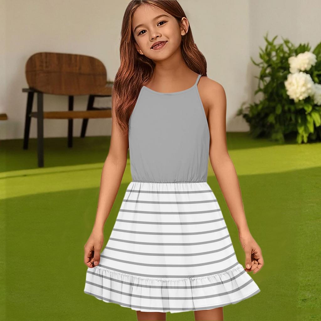 Kinder Sommer Freizeitmode Rundhals Einfarbig Ärmelloses Kleid