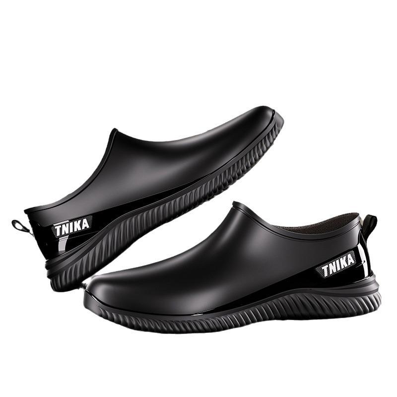 Spring and Summer Fashion Light Mouth Rain Shoes Waterproof Flat Rain Boots Men's Casual Wear-resistant Car Wash Kitchen Work Rubber Shoes
