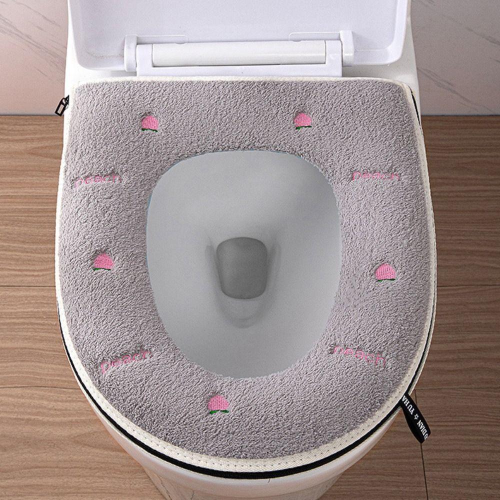 Handle Plush Toilet Seat Cover Thicker Closestool Mat Reusable Toilet Pad Bathroom