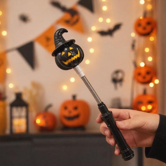 Ghost Light Decoration Halloween Party LED Glow Stick for Kids, Spooky Pumpkin Kids Safe Lighted Up Rod with Spring Holiday Favors