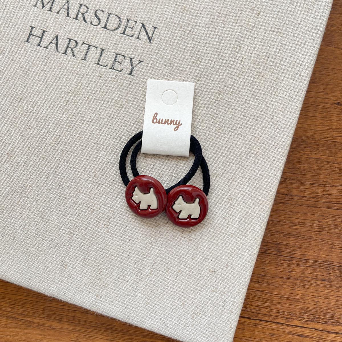 

Metallic Wine Red Heart Hair Ties for Girls