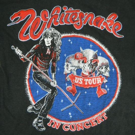 Винтажная футболка WHITESNAKE TOUR конец 70-х - начало 80-х Черная футболка D025 Унисекс XXXXL