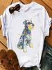 Watercolor Schnauzer Orkshire Terrier Dog Mom Print Tshirt Femme Summer Top Woman Clothes Kawaii Tshirt Friends Gift Girl Tees