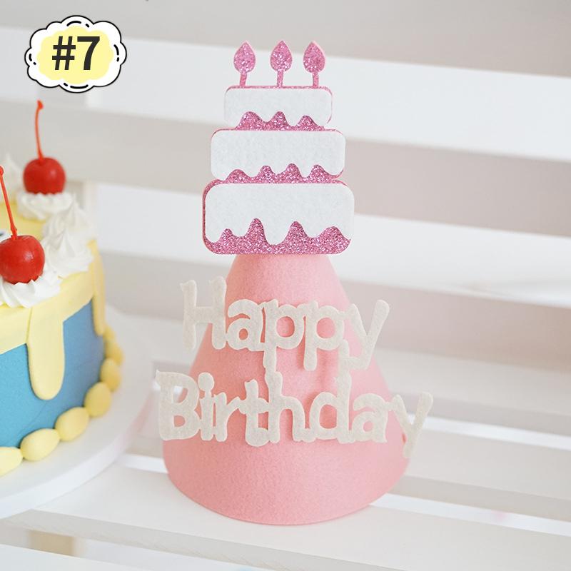 Cute Happy Birthday Hat Felt Cone Hats DIY Birthday Cap Celebration Decor Birthday Party Supplies Photo Props for Adult Kids