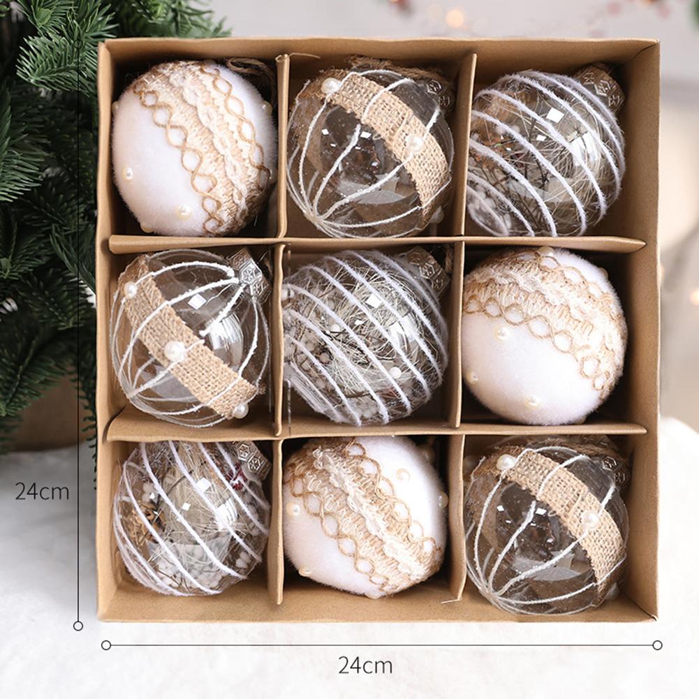 1Set Christmas Ball Ornaments 8cm Glitter Transparent Christmas Baubles For Xmas Tree Hanging Decoration New Year Gifts