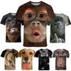 Νέα Μόδα Ζωικό Πρόσωπο 3D Τυπωμένο T-shirt Ανδρικό και Γυναικείο Καλοκαιρινό Casual Κοντομάνικο Πίθηκος Σκύλος Γάτα Λιοντάρι Ζωικό Print Μπλούζα