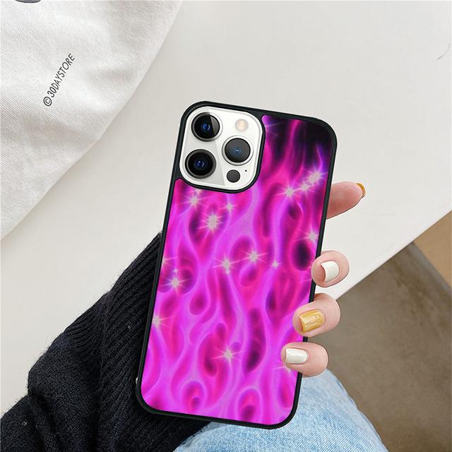 Flame Aesthetic Light Blue Fire Pink Phone Case For iPhone 17 Air 15 16 Cover  11 13 14 Pro Max 12 Plus Max XR