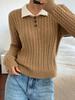 Men's Polo Collar Sweater Pullover, Classic Knit Long Sleeve Casual Top, Soft Warm Crew Neck Jumper for Fall Winter