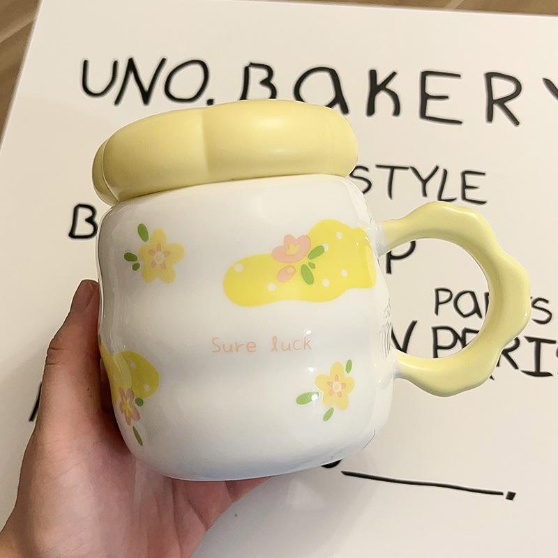 

Flower Ceramic Mug Souvenir Creative Cute Cream Milk Cup Large Capacity Cartoon Cup Office Cup 480ML