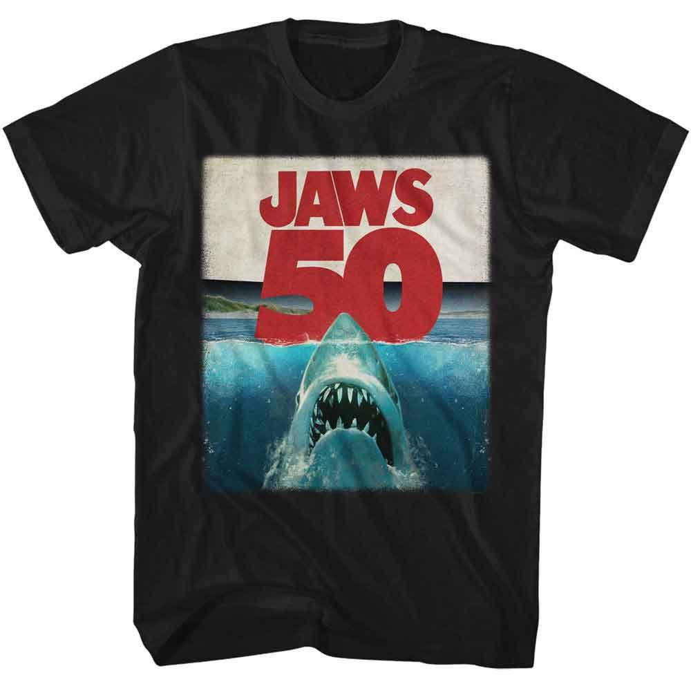 Men s Jaws Jaws 50th Shark Under Water T-shirt Large Black S