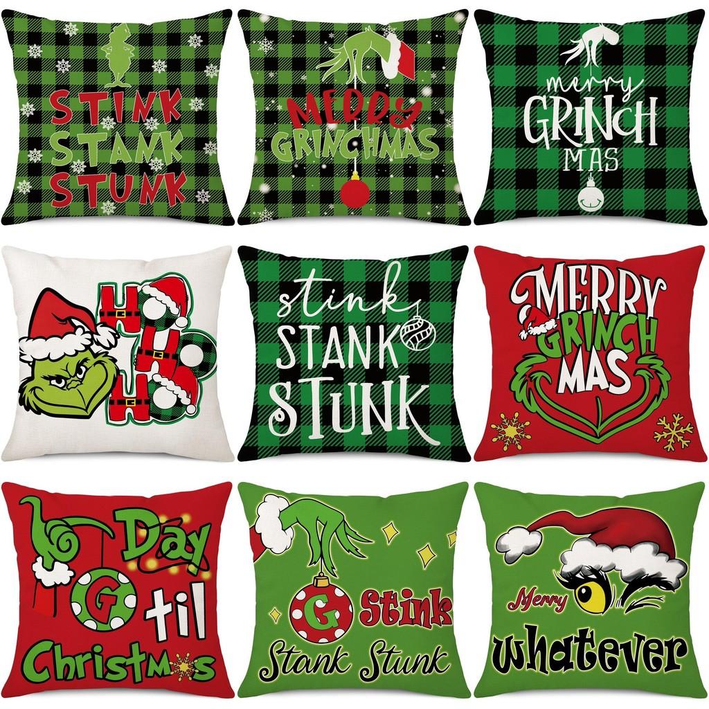Cozy Green And Red Grinch Christmas Pillow Cover For Stylish Home Dcor 45x45cm