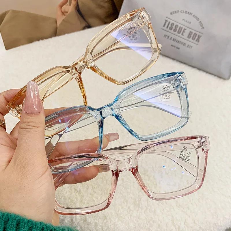 Neutral New Transparent Full Frame Ordinary Glasses Anti-blue Light Flat Glasses Fashionable Popular Large Frame Optical Glasses