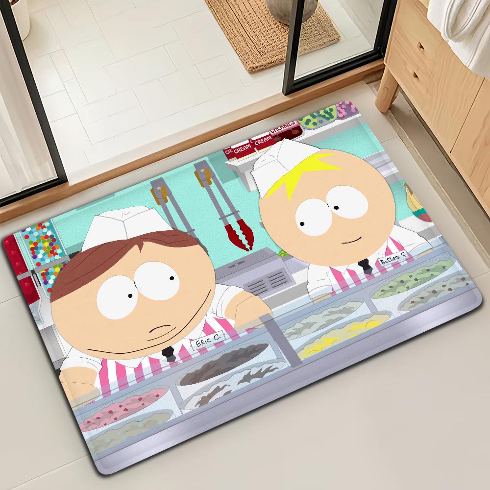 Cartoon S-SOUTH PARK Funny Door Mat Bath Microfiber Decorative Versatile Flannel Floor Mat Quick Dry Absorbent Non-slip Sole