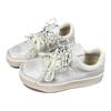 Leather wheat cake house little white shoes women's spring 2025 new round head lace-up thick-soled versatile sports and leisure board shoes