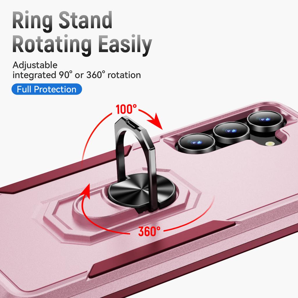 For Samsung Galaxy S25 FE Case Military Grade Ring Kickstand PC+TPU Phone Cover