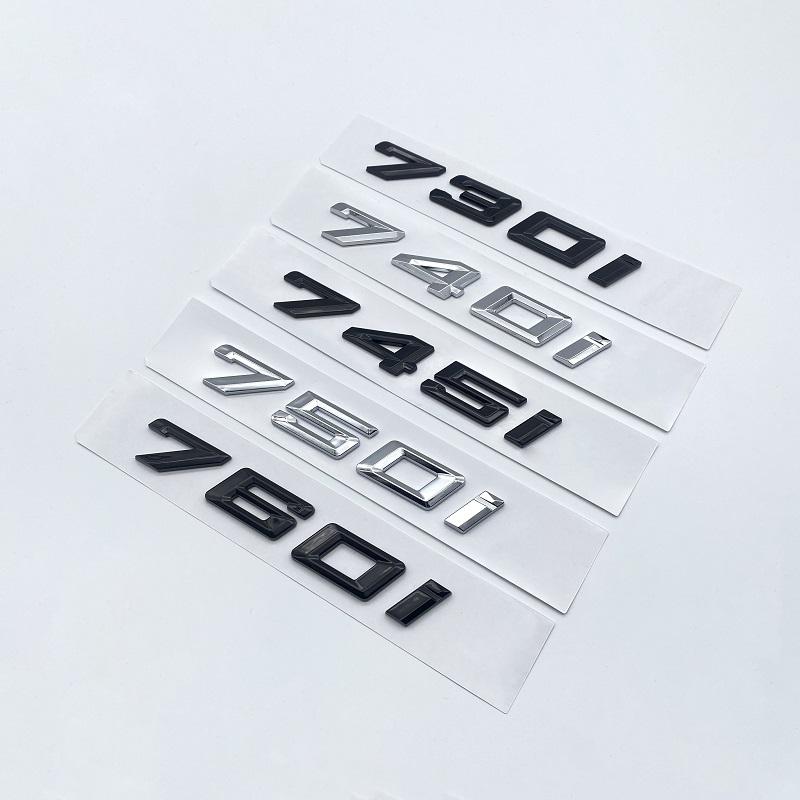 Chrom Schwarz 730i 740i 745i 750i 760i ABS Emblem für BMW 7er Reihe F03 F04 G112 Auto Heck Kofferraum Logo Aufkleber Zubehör tx2