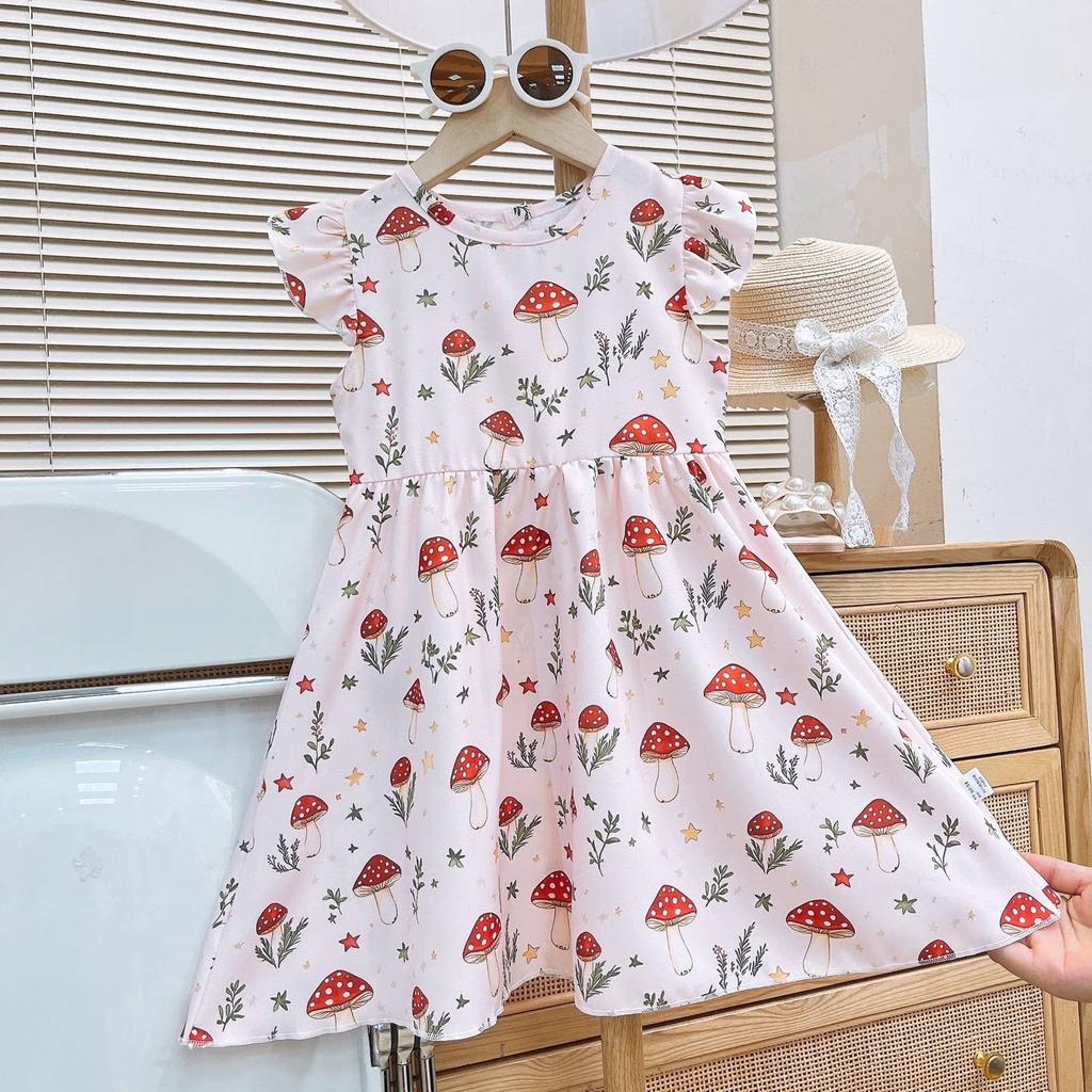 Toddler Girls Cap Sleeve Dress Floral Print Cotton Princess Dress Lightweight Soft Fabric Casual Summer Dress for Kids