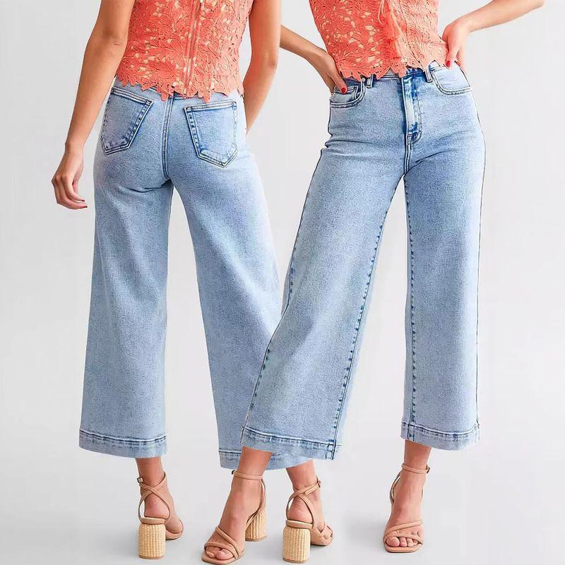

New Arrival Fashion New Arrival 82466# Women s Silm All-Matching Straight Ninth Denim Light blue S