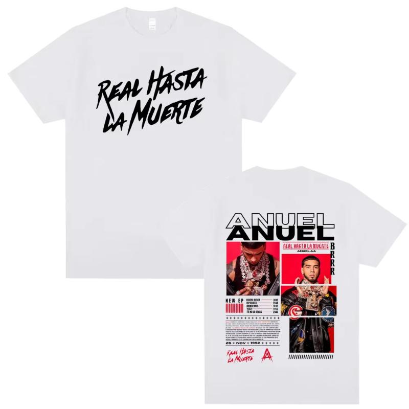 Rapper Anuel AA Real Hasta La Muerte Tour 2025 T Shirt Unisex Women Hip Hop Oversized Tshirts Unisexs Casual Cotton Vintage T Shirts