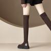 Krazing Pot Flock Autumn Winter Shoes Med Heels Size 43 Stovepipe Boots Round Toe Keep Warm Zipper Over-the-knee Boots