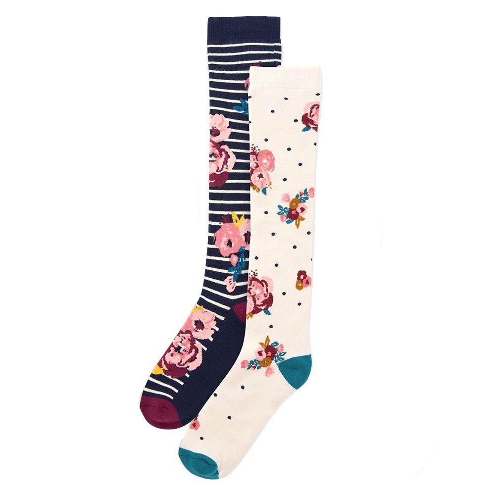 Ex Store Womens/Ladies Floral Stripes Socks (Pack of 4)