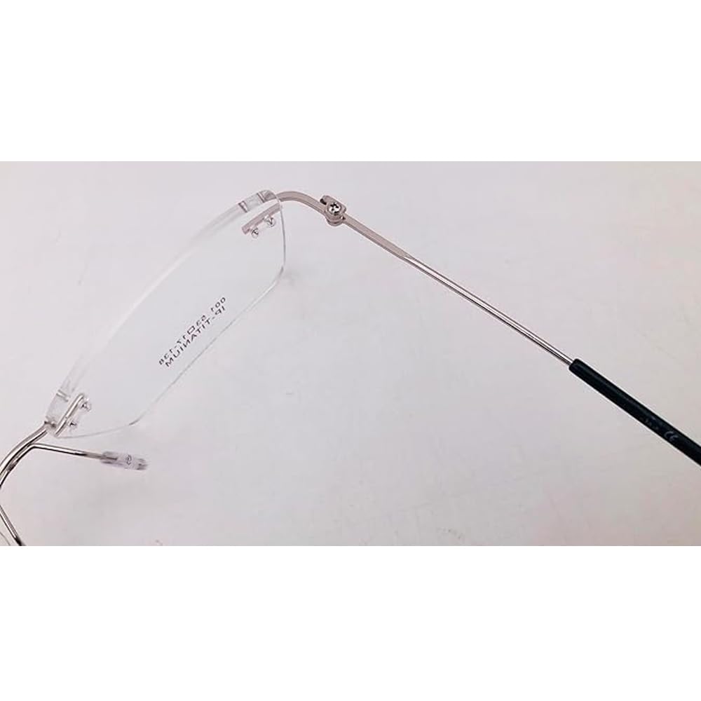 RSINC RimLess frame/eyeglass/Spectacle, Optical, Titanium For Men And Women, Slim Silver Black 001 53-17-138 (IB-2) M1 Viacos 001 Silver Black | IB 2