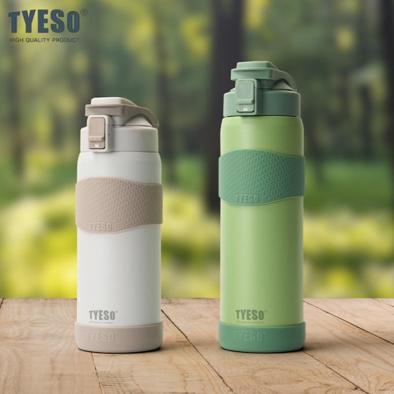 TYESO 750/900ml Thermal Bottle Stainless Steel Vacuum Flasks with Straw Cup Sleeve BPA-Free Insulated Bottles for Sports Cycling