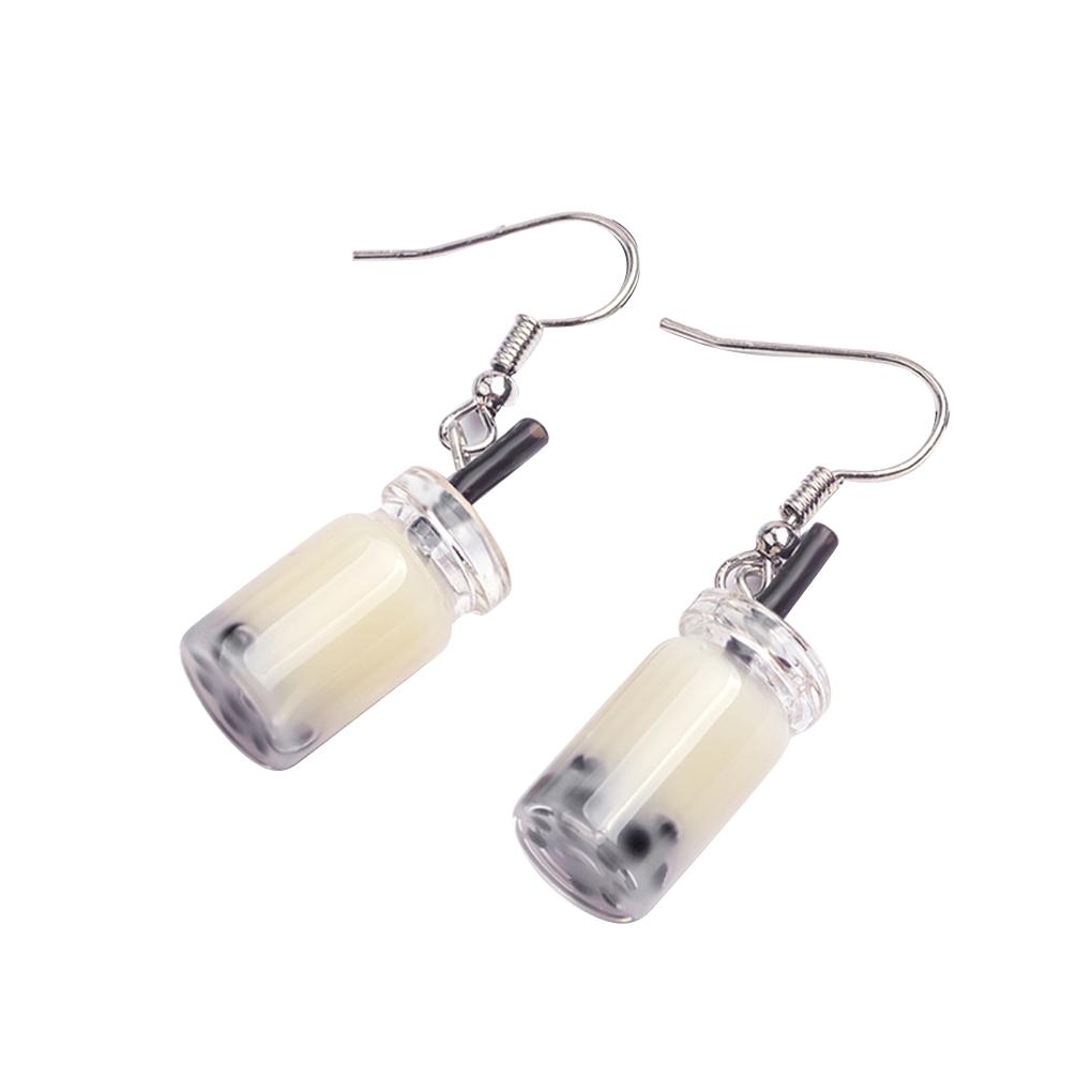 

1 Pair Accessory Hanging Gifts Dangle Ear Pendants Milk Fashion Favors Party Funny Girl Tea Earrings Drops Food for Women белый