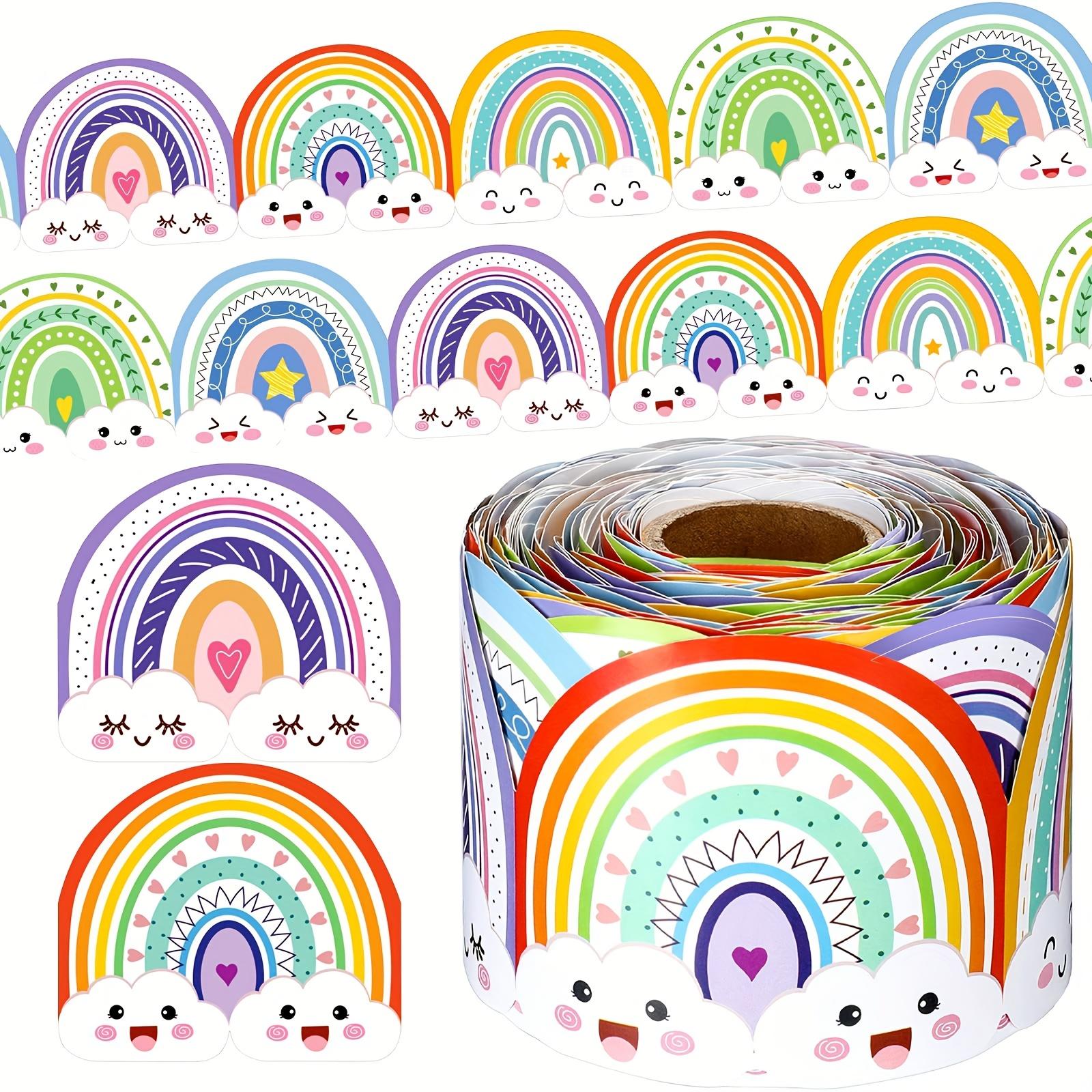 

2.2-Inch High, 10-Meter Long Rainbow Pattern Border Decorative Paper, Chalkboard Bulletin Board Border Party Decoration Wallpaper