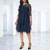 Stunning Plus Size Womens Long Lace Dress With Fashionable Overlay Design