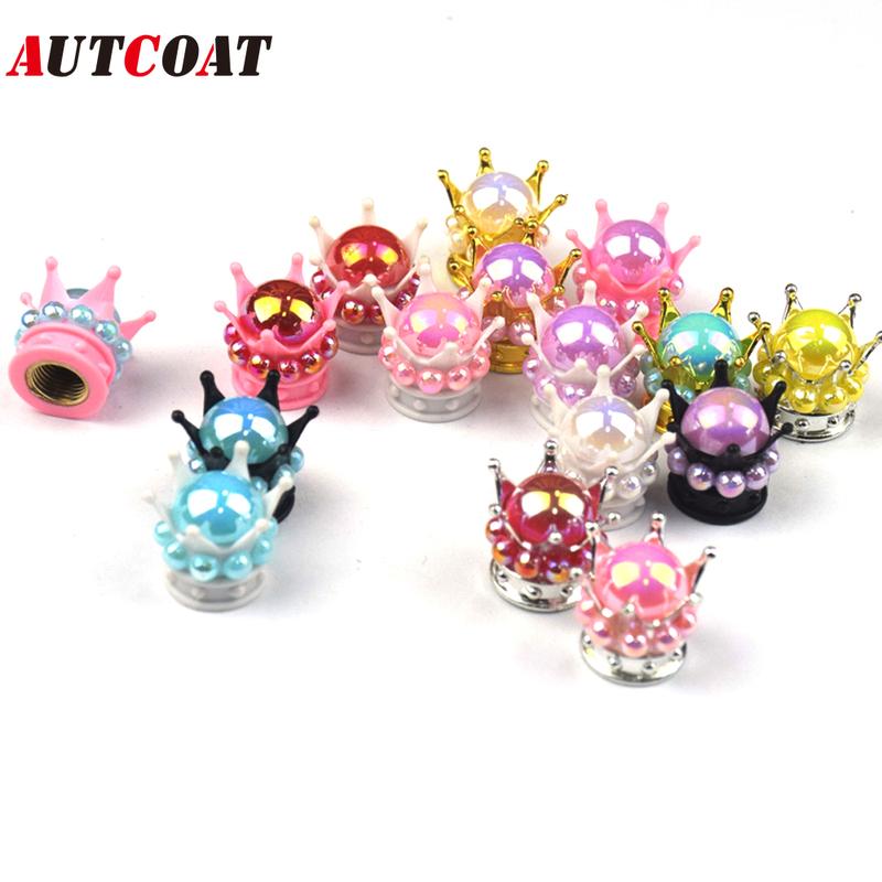 Crown Tire Valve Stem Caps, Heavy-Duty Handmade Crystal Rhinestone Crown Vehicle Car Tire Caps Covers for Cars Trucks SUVs Bikes