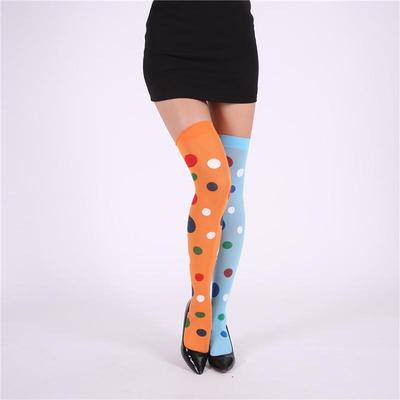 Yin Yang Gepunktete Oberschenkelhohe Weihnachtsclownsocken - Zweifarbiges Design