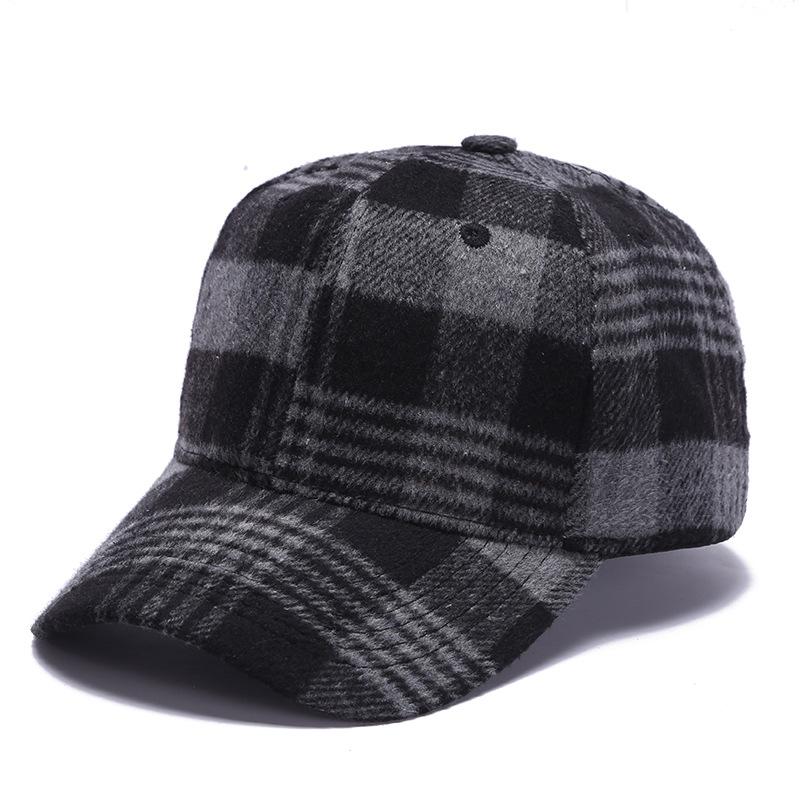 Cotton Breathable Baseball Cap for Men and Women Black and White Checkered Duck Tongue Hat Student Sun Hat