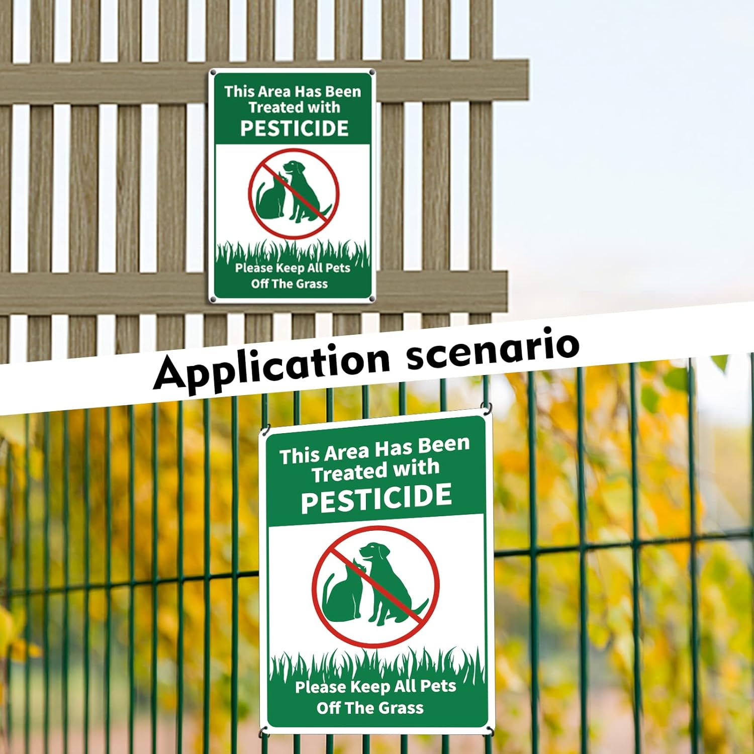 

GLOBLELAND Эта территория обработана с Пожалуйста, держите всех питомцев подальше от травы Знак, 10x12 дюймов Алюминий 35 мил Знак для газона, Защищен от УФ-лучей и