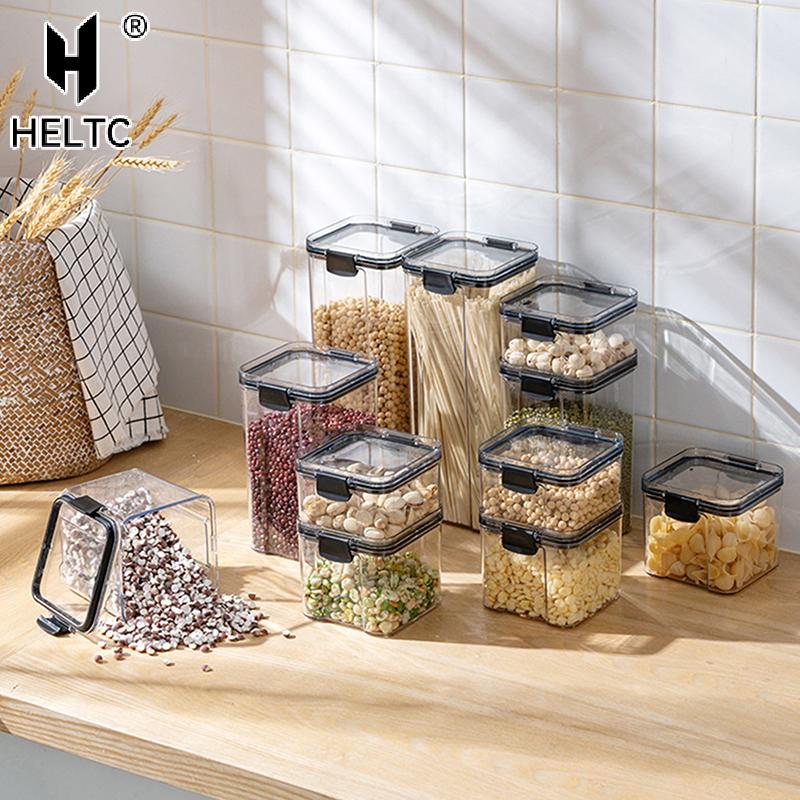 Transparent Food Storage Containers Kitchen Storage Airtight Cans Plastic Storage Boxes Stackable Food Storage Boxes