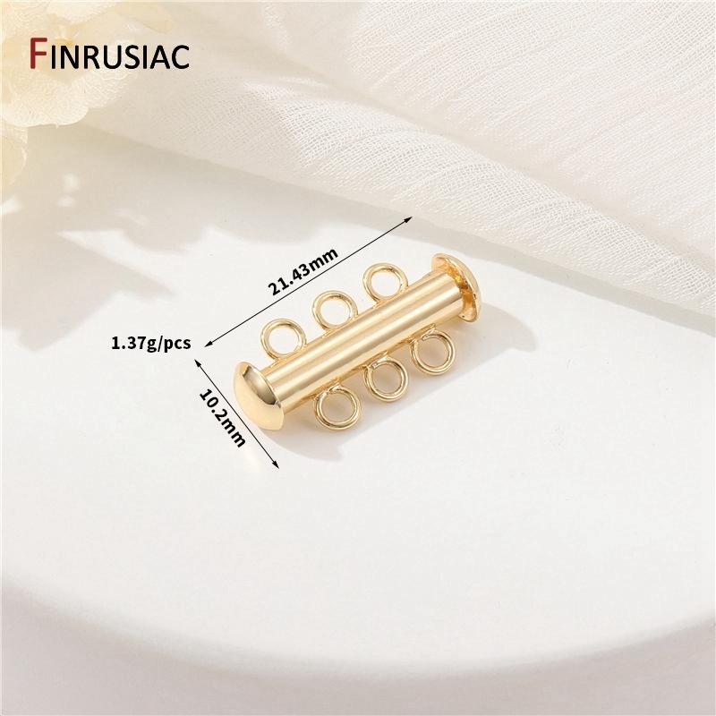 14K Gold Plated Brass Multi Strand Slide Tube Lock Clasp Connectors Layering Clasp for Necklace Bracelet Jewelry Making Supplies