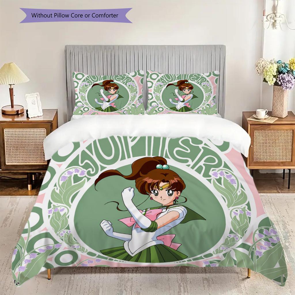 Cute cartoon theme Sailor Moon Tsukino Usagi cartoon comfortable home duvet cover and pillowcase (1 * duvet cover+2 * pillowcase, without core)A4
