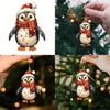 Holiday Acrylic Penguin Car Mirror Pendant Christmas Tree Design Decor Vehicle