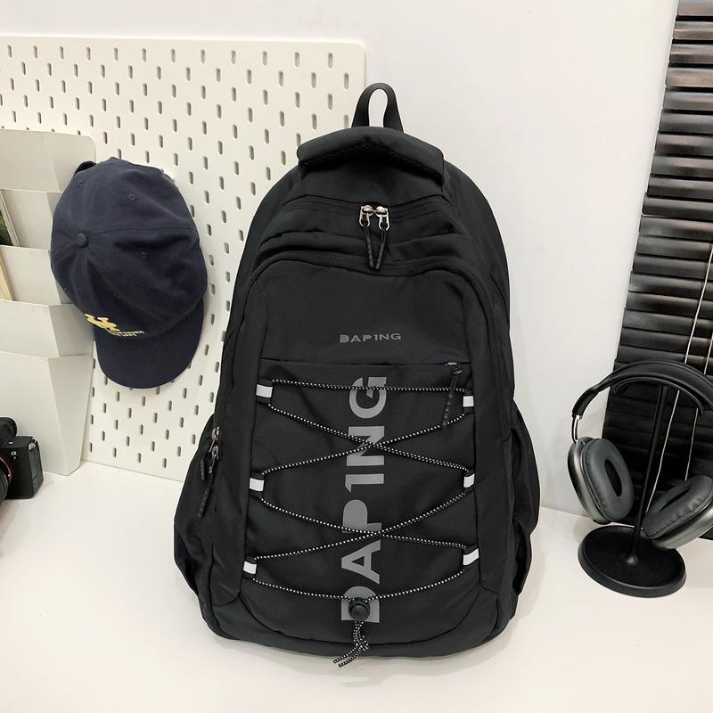 

Рюкзак мужской Tide для старшей и средней школы, большой вместимости, школьная сумка, для занятий спортом на открытом воздухе, для студентов колледжа, дорожный рюкзак чёрный