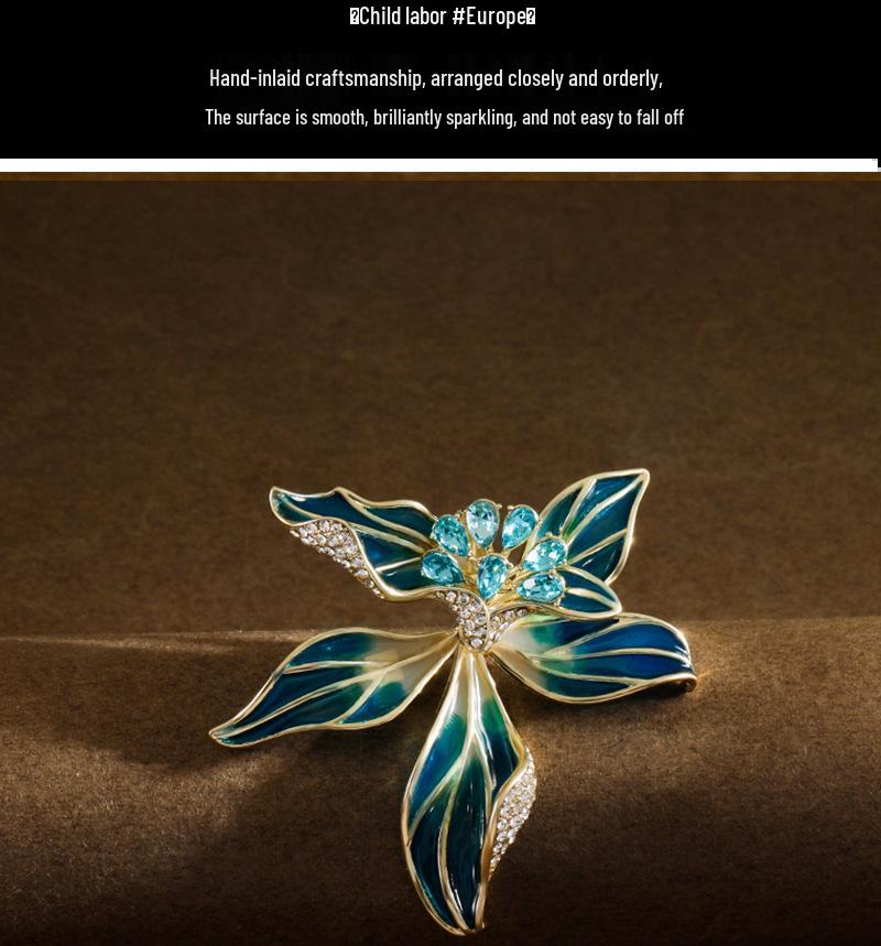 Elegant French Iris Brooch - Retro High-End Women's Pin for Suits & Coats