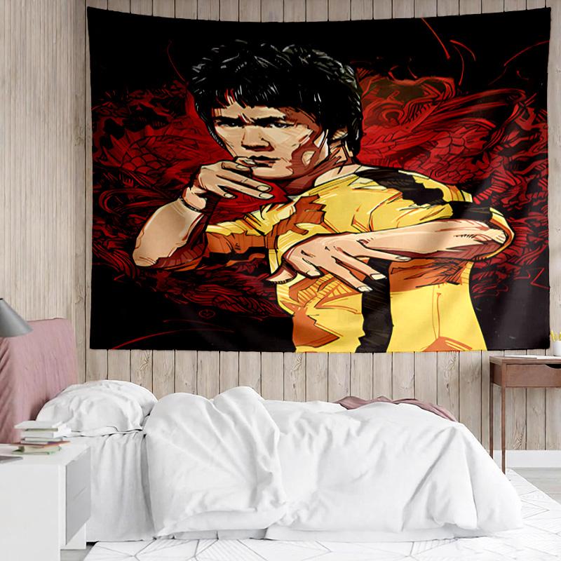 1 Pieza Tapiz de Secado Rápido con Pose Dinámica de Bruce Lee, Tapiz de Diseño Único, Adecuado para Dormitorio, Sala de Estar, Sala de Juegos, Cálidos Regalos Navideños