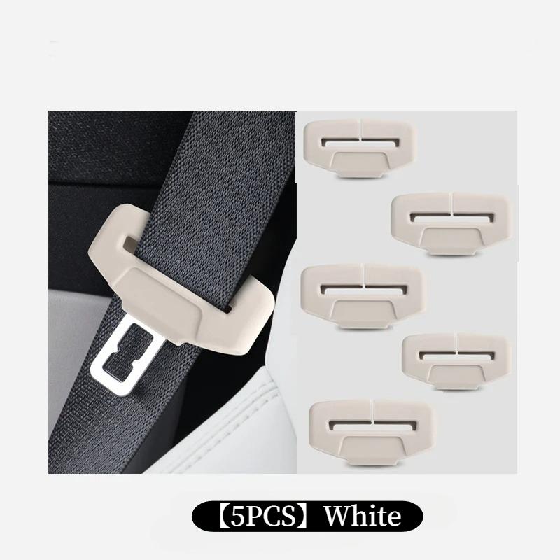 5PCS Car Seatbelt Buckle Cover Soft Silicone Anti-scratch Protector Safety Belt Buckle Guard Universal Car Clip Protection Cover