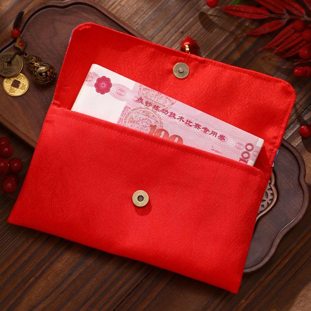 Traditional 2025 New Year Money Bag Cloth Red Pocket Cartoon Lucky Money Packet  Kids Gift